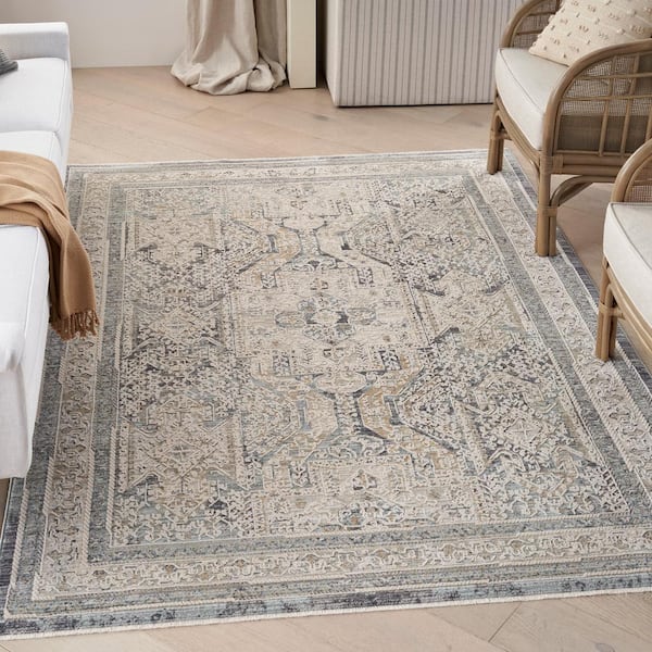 Nyle Ivory Charcoal 5 ft. x 8 ft. All-Over Design Transitional Area Rug