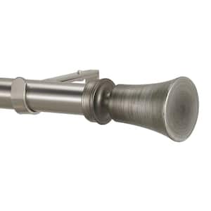 48 in. - 84 in. Adjustable 1 in. Single Curtain Rod Set in Antique Silver with Tama Finial
