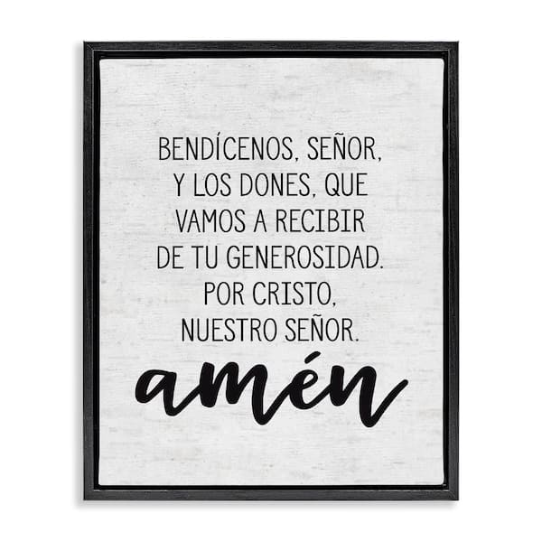 Stupell Industries Dinner Prayer by Lettered and Lined Black Floater Frame Religious Graphic Art Print 21 in. x 17 in.