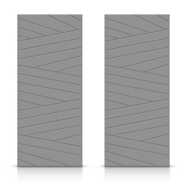 CALHOME 60 in. x 96 in. Hollow Core Light Gray Painted Composite MDF Interior Double Closet Sliding Doors
