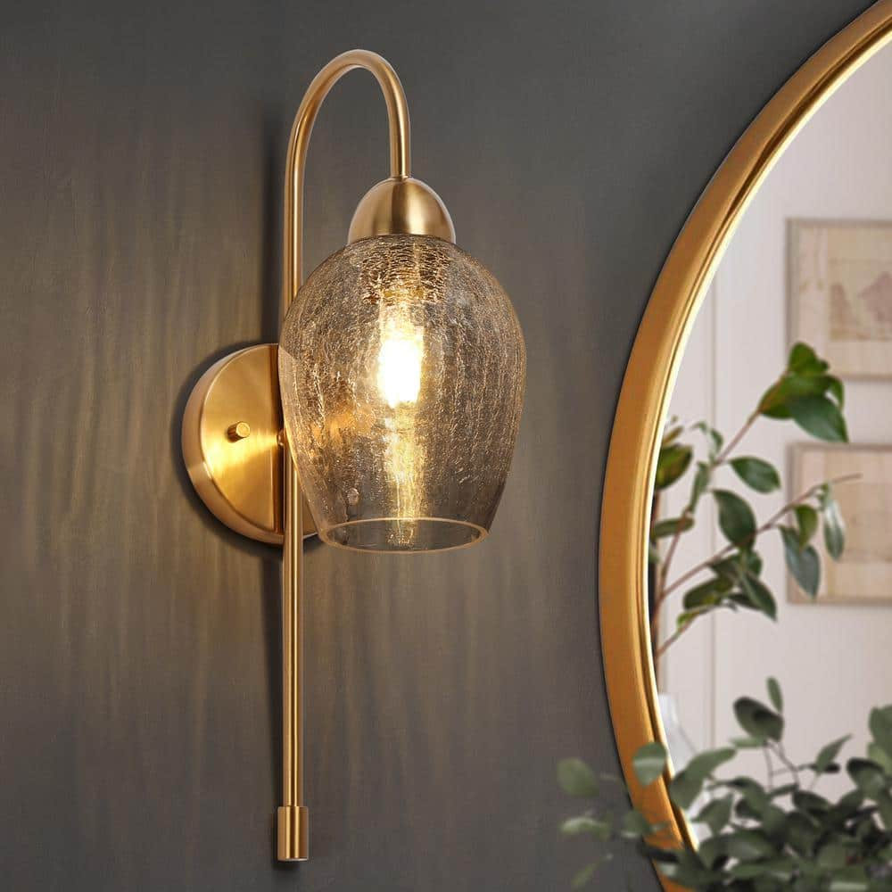 LNC Mirabellisation 5.1 in. 1-Light Plating Brass Wall Sconce Modern ...