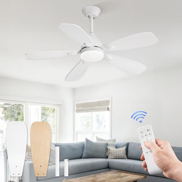 42 in. Integrated LED Indoor Matte White Ceiling Fan with Light Kit, 5-Reversible Blades and Remote Control