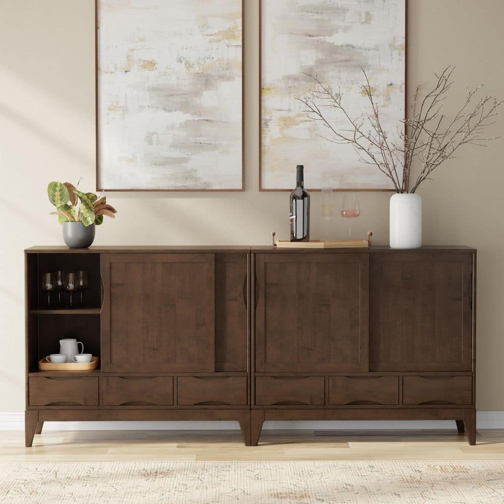 Harper Solid Wood 42 in. Storage Cabinet in Walnut Brown (Set of 2) price history on PriceWatchPro