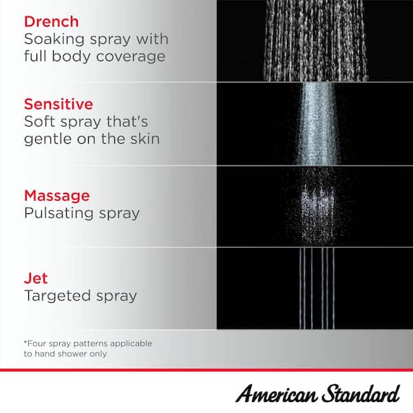 American Standard Spectra Versa Matte Black Dual Shower Kit With Rain Shower Head Water Saving 4 Spray Function Handheld Shower Adjustable Slide Bar - View #6