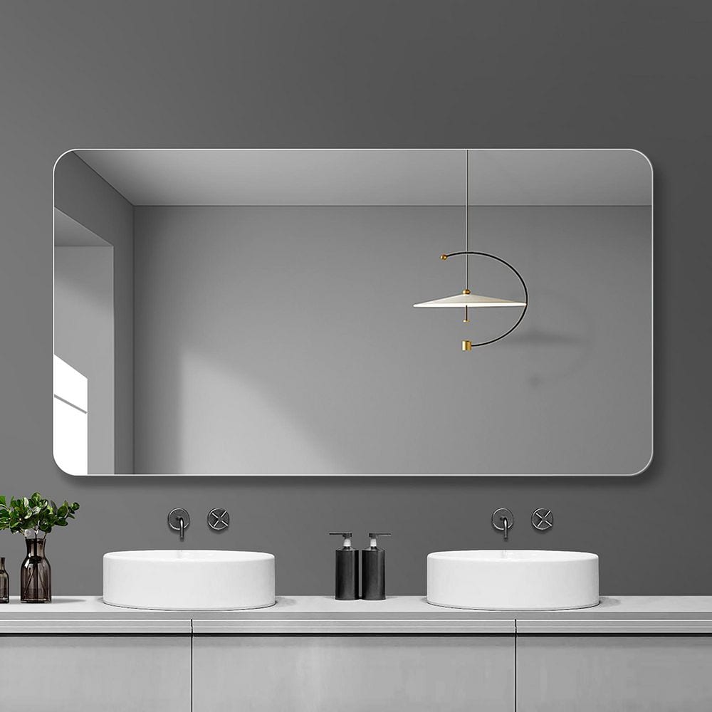 40 in. W x 30 in. H Rectangular Frameless Wall Mounted Tempered Glass Bathr