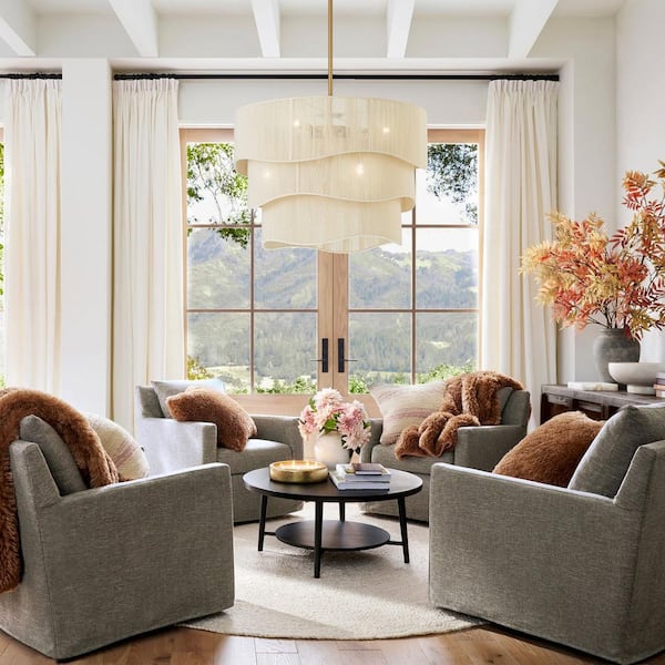 Rennnsan Riley 6-Light Gold Rattan Tiered Chandelier CL8101