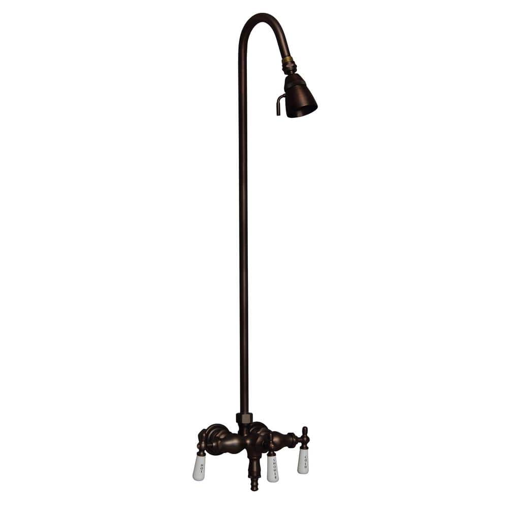 Pegasus 3-Handle Claw Foot Tub Faucet with Old Style Spigot and Brass Shower Head for Acrylic Tub in Oil Rubbed Bronze -  4010-PL-ORB