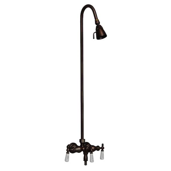 Pegasus 3-Handle Claw Foot Tub Faucet with Old Style Spigot and Brass Shower Head for Acrylic Tub in Oil Rubbed Bronze