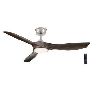 Marlon 52 in. Integrated LED Indoor Brushed Nickel Ceiling Fan with Java Oak Blades and Remote Control