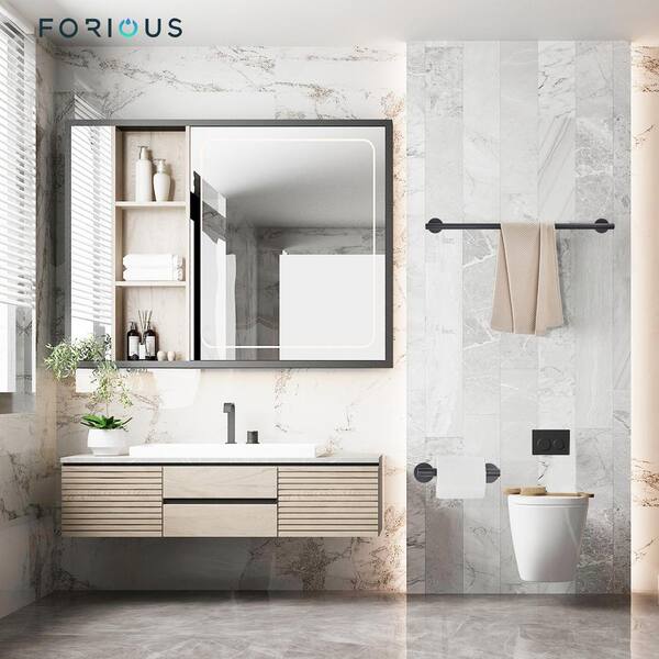 FORIOUS Black Toilet Paper Holder Wall Mount, Matte Black Bathroom Toilet  Paper Holder for SUS 304 Stainless Steel, Double Post Pivoting Toilet Paper