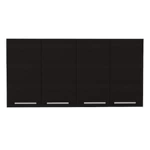47.2 in. Black Rectangle Four Swing Doors Wall Cabinet for Bathroom, Kitchen