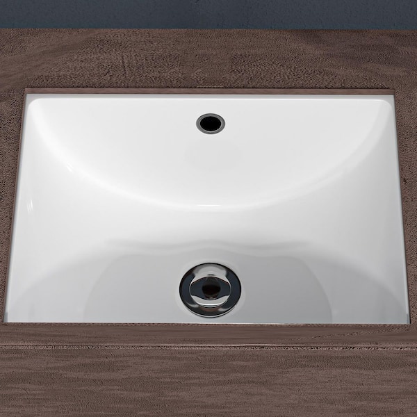 18.5 in. Undermount Rectangular Bathroom Sink with Overflow in White Ceramic