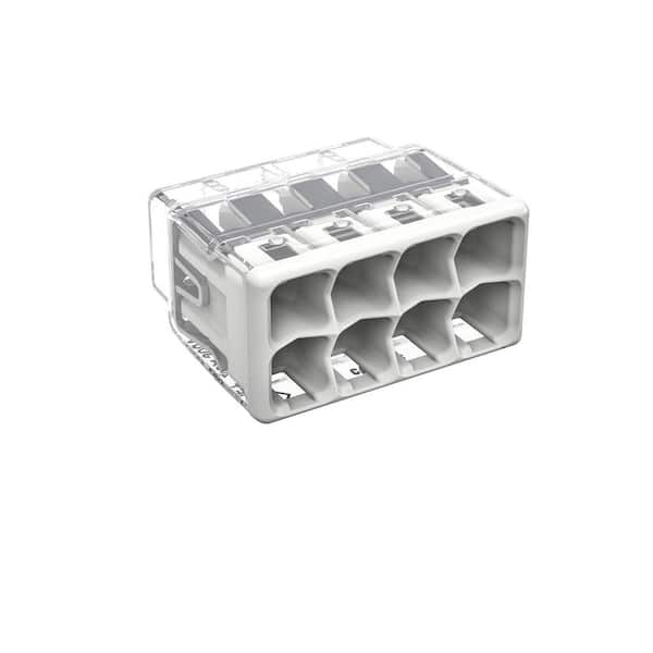 WAGO Push wire 2773-408 Connectors, 8-Port, Transparent Housing, Light Gray Cover (5-Pack)