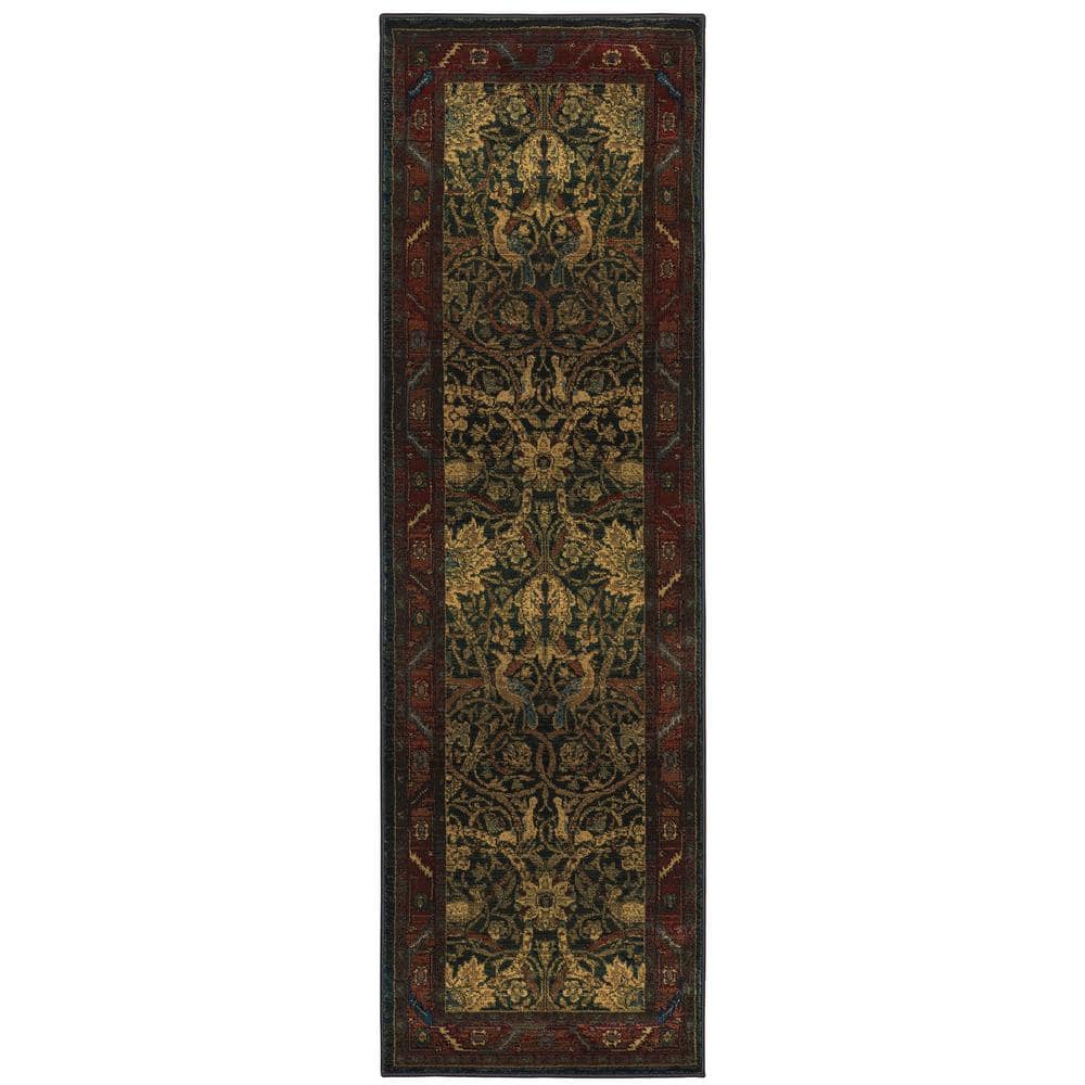 Kaiden Red/Blue 2 ft. X 8 ft. Oriental Runner Rug 042987 The Home Depot