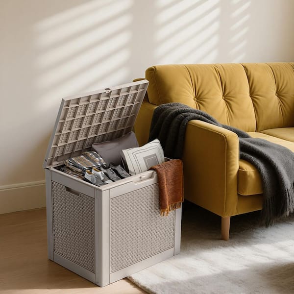 22 in. W x 17 in. D x 21 in. H Rattan Resin Outdoor Storage