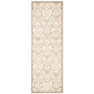 Amherst Wheat/Beige 2 ft. x 7 ft. Border Floral Geometric Runner Rug