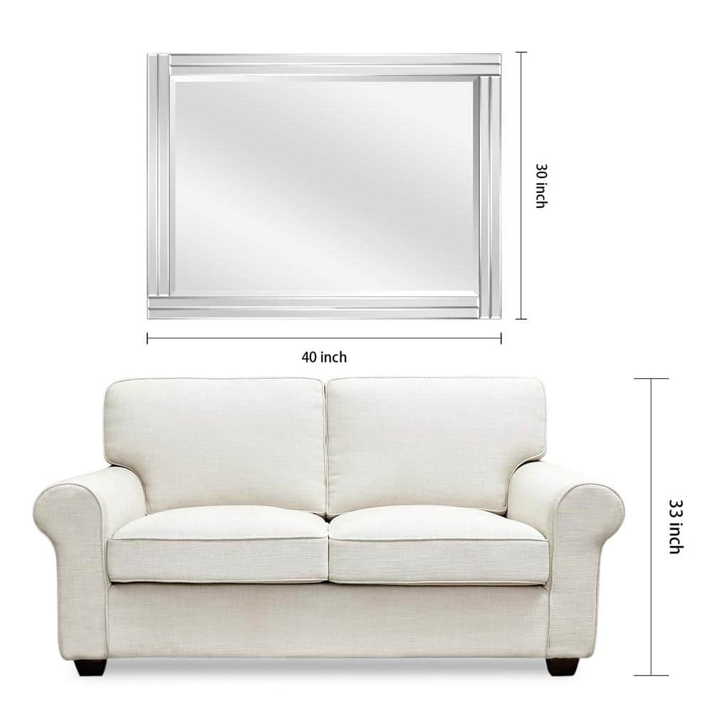 Elevated Silver Bevel 30" x 40" Full-Length Wood Wall Mirror