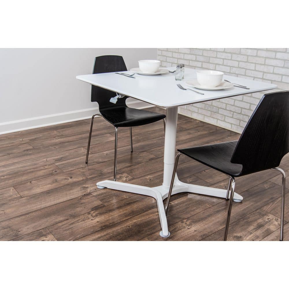 Contemporary 32" White Pneumatic Adjustable Square Cafe Table