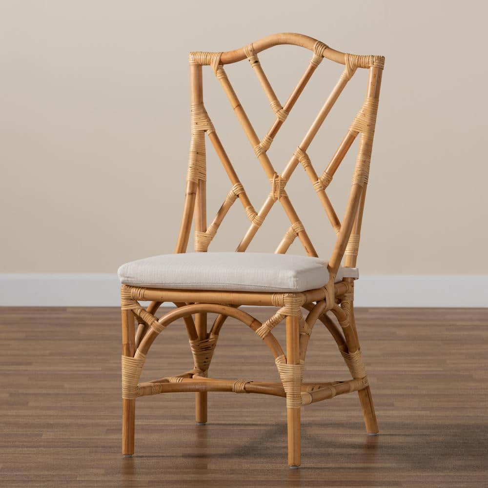 Sonia Handcrafted Rattan and Cane Natural White Chair