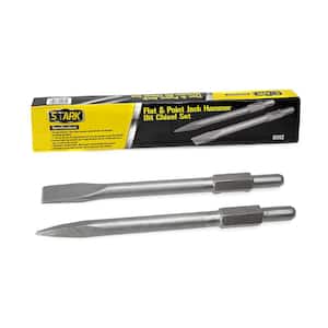 16 in. Flat and Point Bit Chisel and 1-1/8 in. Steel Hex Shank for Electric Demolition Jack Hammer (2-Piece)