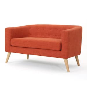 Bridie 51.5 in. Muted Orange Polyester 2-Seater Loveseat with Tapered Wood Legs