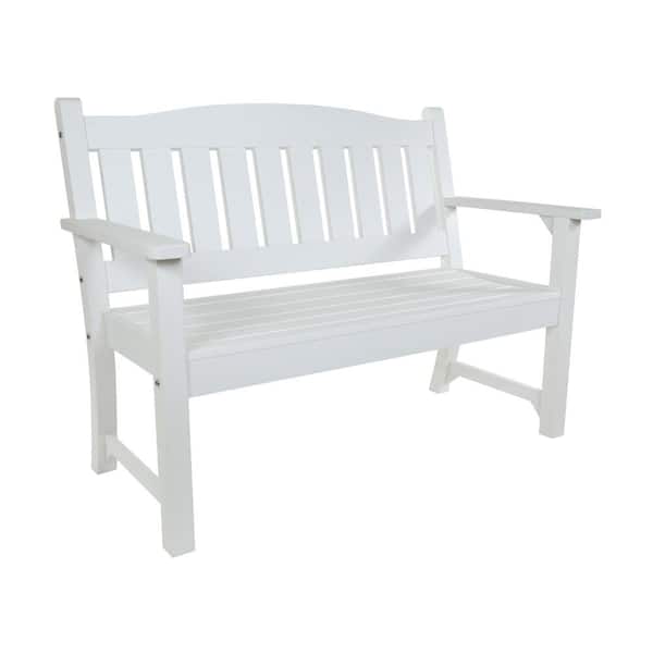 Shine Company Huntington Recycled Plastic Outdoor Bench - White