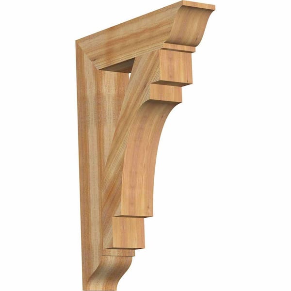 Ekena Millwork 6 in. x 40 in. x 28 in. Western Red Cedar Merced Traditional Rough Sawn Bracket