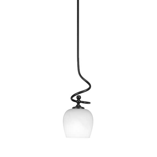 Unbranded Royale 100 W 1-Light Matte Black Standard Mini Pendant Light with Glass Shade