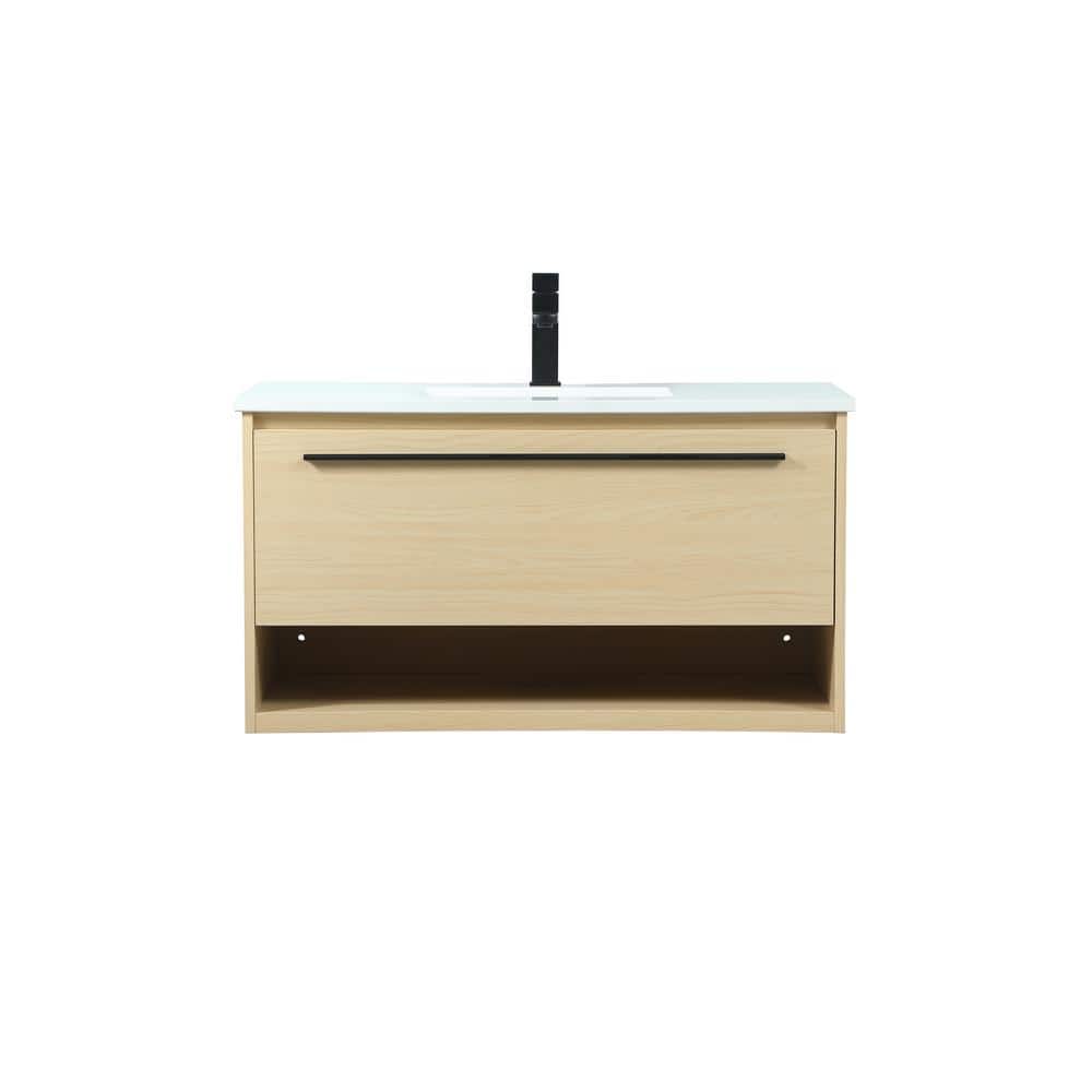 Timeless Home 36 in. W Single Bath Vanity in Maple with Engineered Stone Va