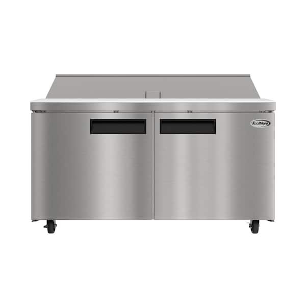 60 in. Commercial 2-Door Refrigerated Salad & Sandwich Prep Table, 16 Pans & 18.4 Cu. Ft. of Storage in Stainless-Steel