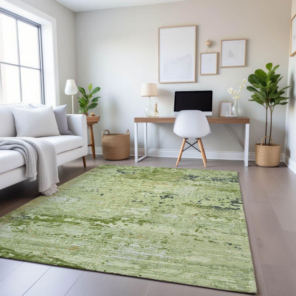 Mayfield Premium Machine Washable Abstract AMF1393 Aloe 8 ft. x 10 ft. Area Rug price history on PriceWatchPro