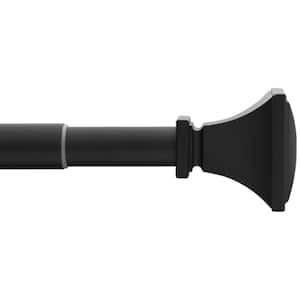 72 in. - 144 in. Telescoping 1 in. Single Curtain Rod Kit in Matte Black with Urn Square Finials