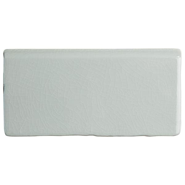 Merola Tile Antic Craquelle Bullnose Gris Soho 3 in. x 6 in. Glossy Ceramic Wall Tile Trim
