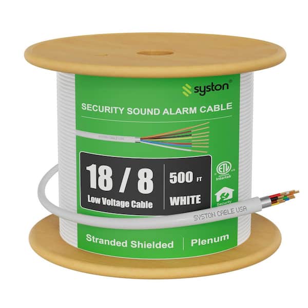 500 ft. 18/8 White CL3P/CMP Plenum Rated Sheilded Standard Bare Copper Security/Alarm/Control/Sound Wire Indoor/Outdoor