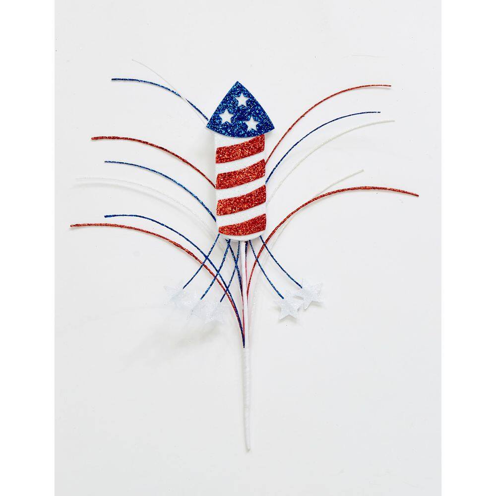 13 in Red, White and Blue Rocket with Stars Pick, Set of 6