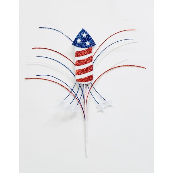Unbranded 13 in Red, White and Blue Rocket with Stars Pick, Set of 6