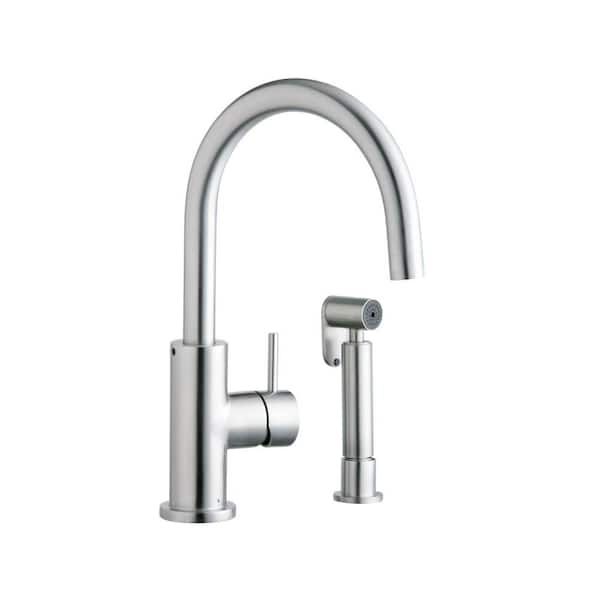 Elkay Allure Single Hole Kitchen Faucet with Lever Handle and Side Spray Satin Stainless Steel