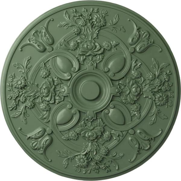 Ekena Millwork 31-1/4" x 2-1/4" Baile Urethane Ceiling (Fits Canopies up to 6"), Hand-Painted Athenian Green