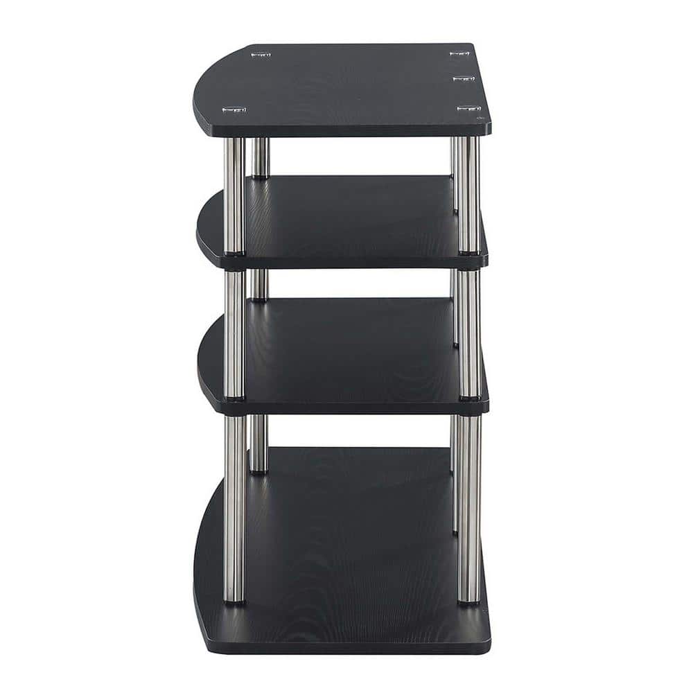 Black 42" Particle Board and Stainless Steel 4-Tier TV Stand