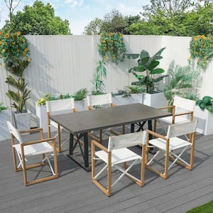 7-Piece Aluminum Outdoor Dining Set With Folding Dining Chairs and Rectangular Iron Table