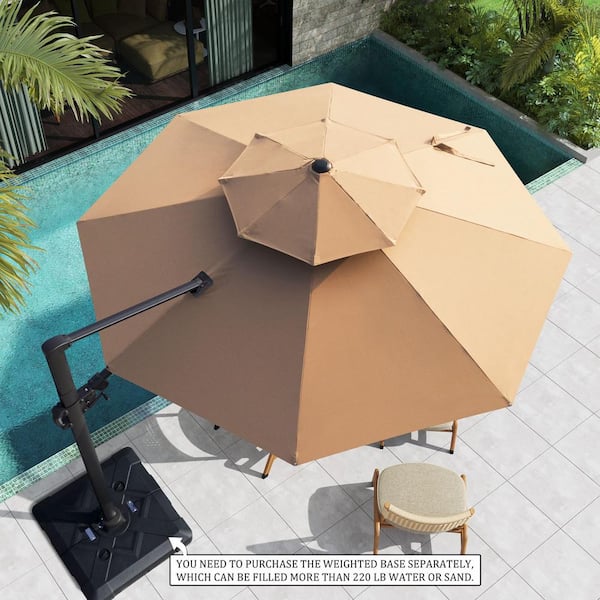 Crestlive Products 11.5 ft. x 11.5 ft. Double Top Patio Umbrella in Tan