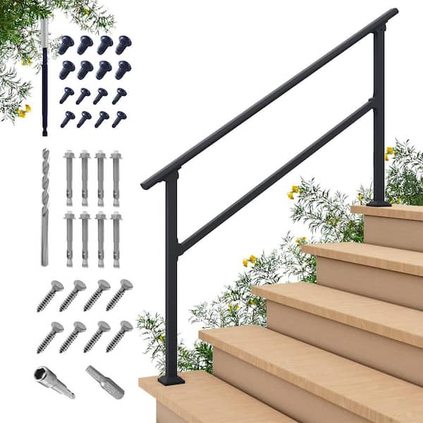 NVNOO 4-5 Step Handrail and Indoor Stair Railing Kit for Outdoor Steps
