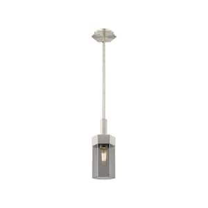 Claverack 100-Watt 1 Light Satin Nickel Shaded Pendant Light with Tinted glass Tinted Glass Shade