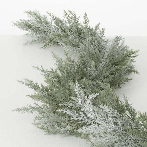 SULLIVANS 4 ft. Frosted Blue Cedar Garland, Green Christmas Garland