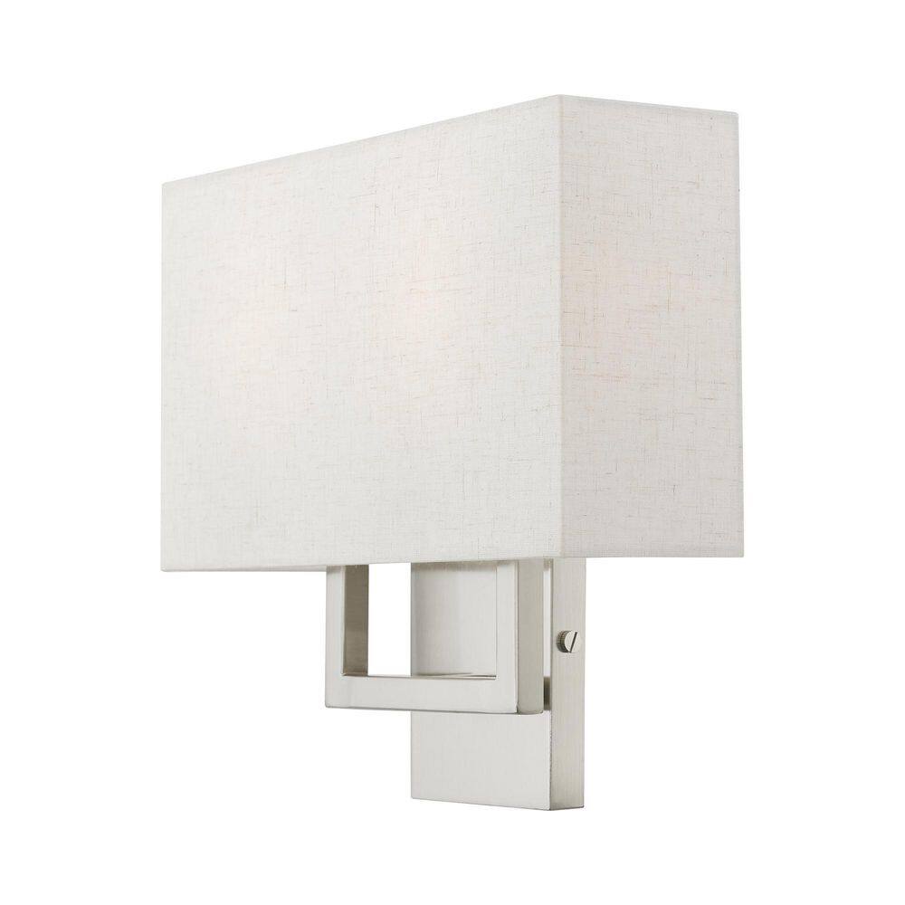 Brushed Nickel 2-Light Wall Sconce with Fabric Shade