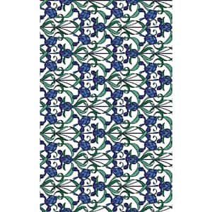 Minster/Iris Blue 17 in. x 78 in. Stained Glass Self-Adhesive Window Film ( 2-Pack)