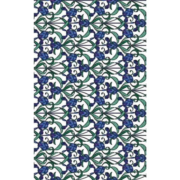 Minster/Iris Blue 17 in. x 78 in. Stained Glass Self-Adhesive Window Film ( 2-Pack)