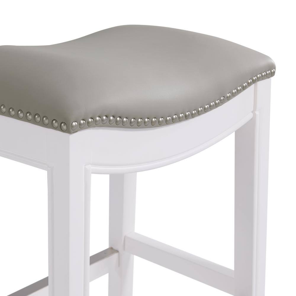 Williston 29'' White Leather Saddle Style Bar Stool