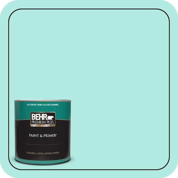 BEHR PREMIUM PLUS 1 qt. #MQ4-23 Aloha Semi-Gloss Enamel Exterior Paint & Primer