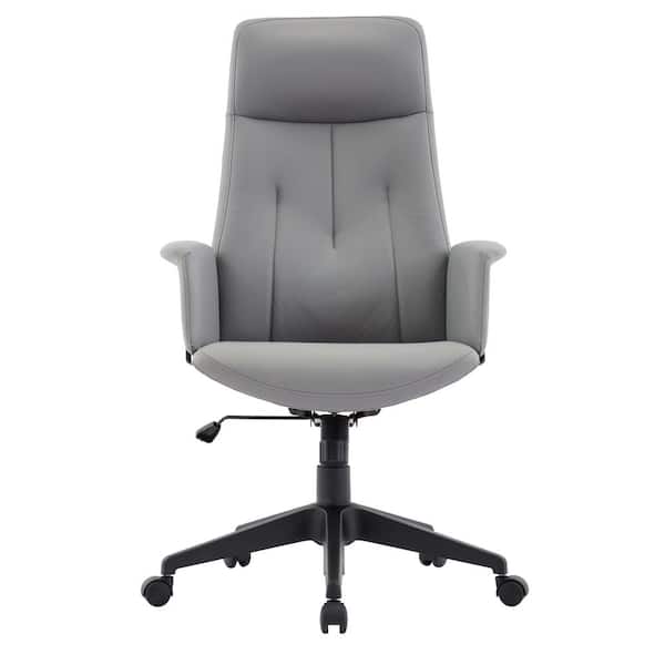 Leisuremod Inifini Leather Office Desk Chair With Adjustable Height Swivel and Tilt, Grey